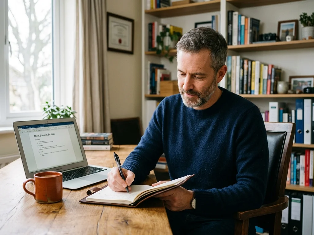 Un consultant SEO attentif échangeant avec son client dans un bureau lumineux à Noisy-le-Grand.