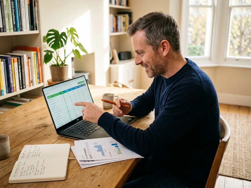 Expert SEO montrant des résultats de reporting pour illustrer l'accompagnement personnalisé de l'agence.